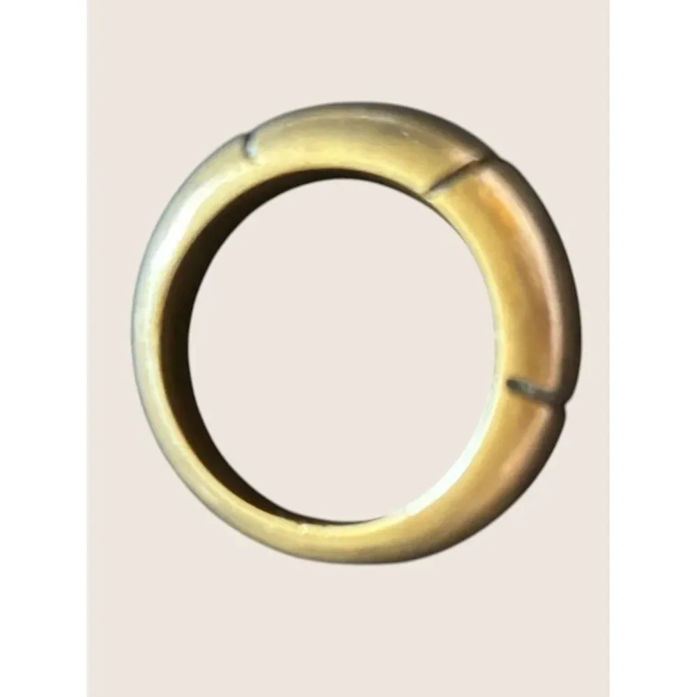 ✨ CHUNKY BRASS STATEMENT RING BRUTALIST MODERNIST SEGMENTED PUFFY DOMED SZ 7